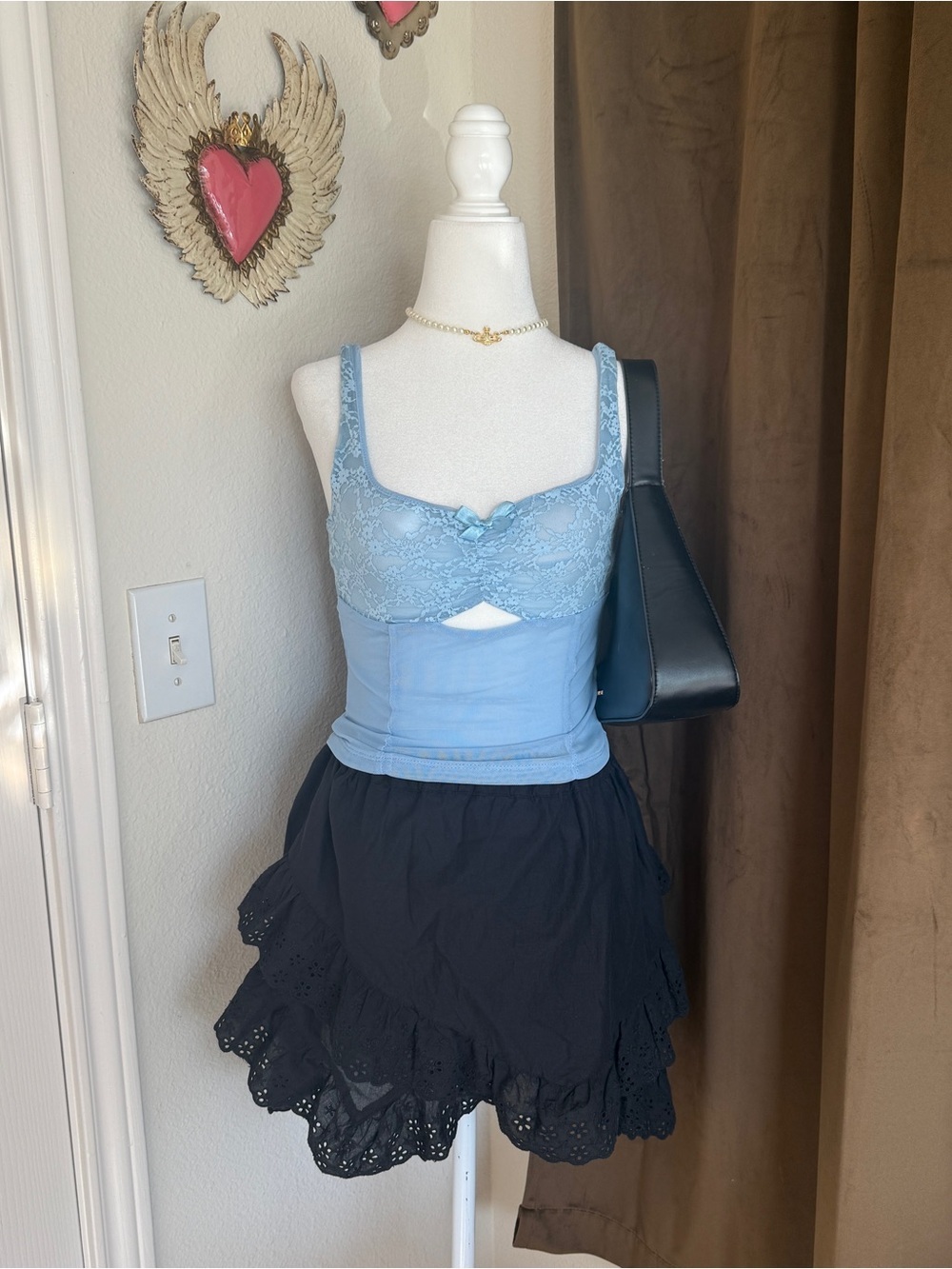 Forever 21 Blue Lace Crop Top